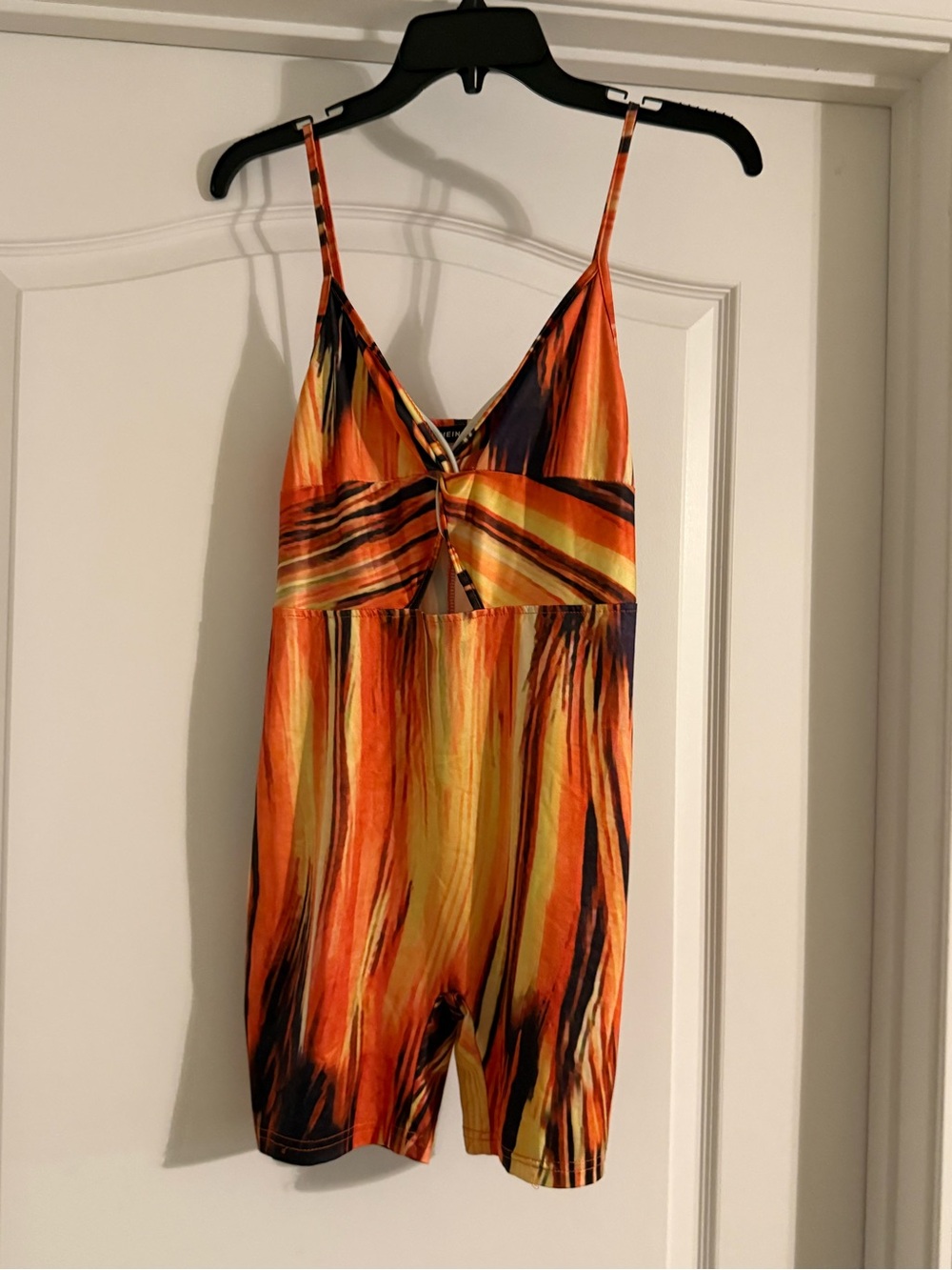 Spaghetti Strap One-Piece in Orange Multi